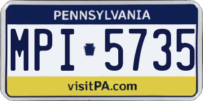 PA license plate MPI5735