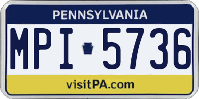 PA license plate MPI5736