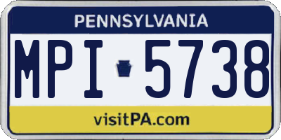 PA license plate MPI5738