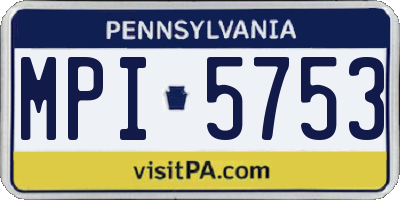PA license plate MPI5753