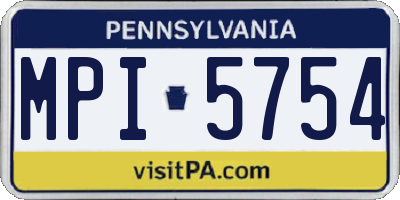 PA license plate MPI5754