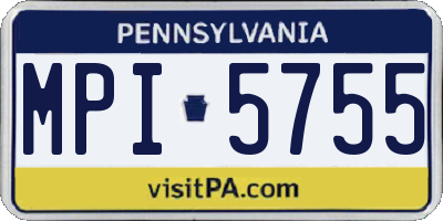 PA license plate MPI5755