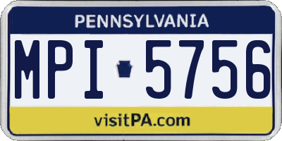 PA license plate MPI5756
