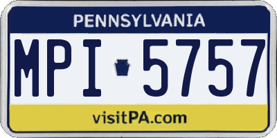 PA license plate MPI5757
