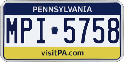 PA license plate MPI5758