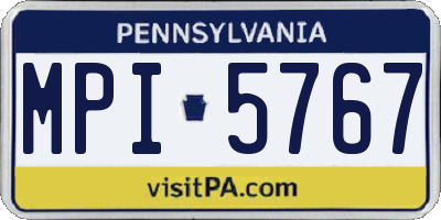 PA license plate MPI5767