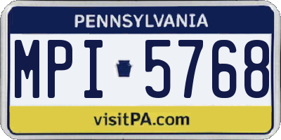 PA license plate MPI5768