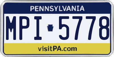 PA license plate MPI5778