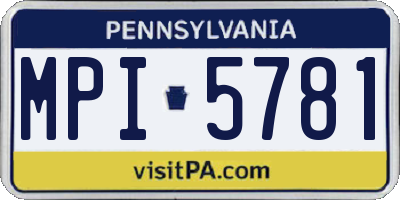 PA license plate MPI5781