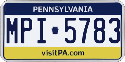 PA license plate MPI5783