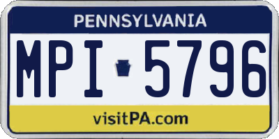 PA license plate MPI5796
