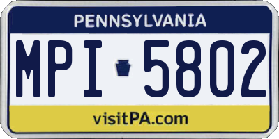 PA license plate MPI5802