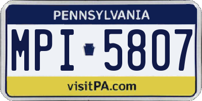 PA license plate MPI5807