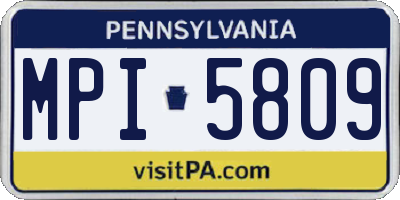 PA license plate MPI5809