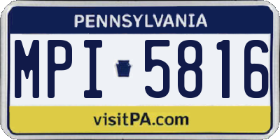 PA license plate MPI5816