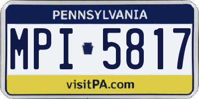 PA license plate MPI5817