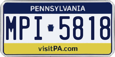PA license plate MPI5818