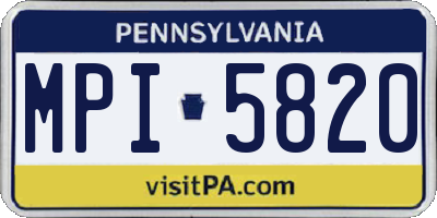 PA license plate MPI5820