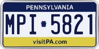 PA license plate MPI5821