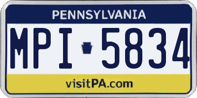 PA license plate MPI5834