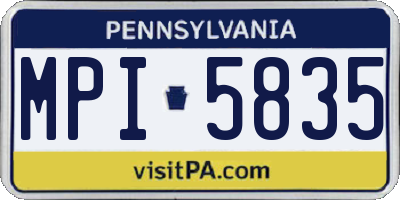 PA license plate MPI5835