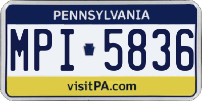 PA license plate MPI5836