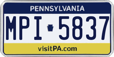 PA license plate MPI5837