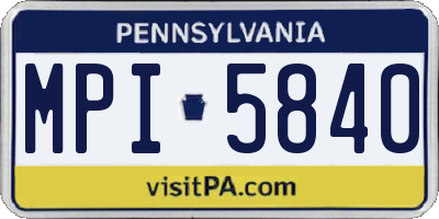 PA license plate MPI5840