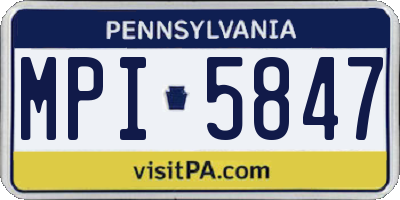 PA license plate MPI5847