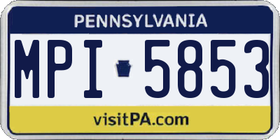 PA license plate MPI5853