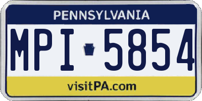 PA license plate MPI5854