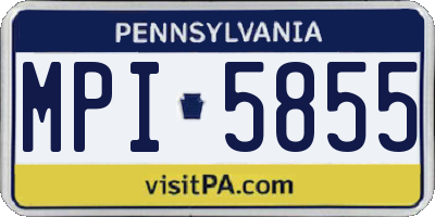 PA license plate MPI5855