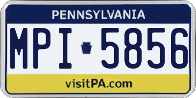 PA license plate MPI5856