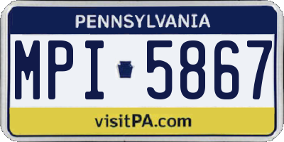 PA license plate MPI5867