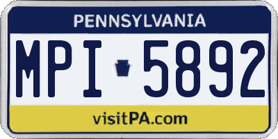 PA license plate MPI5892