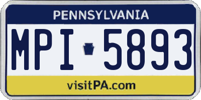 PA license plate MPI5893