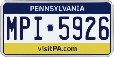 PA license plate MPI5926