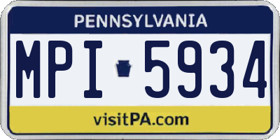 PA license plate MPI5934
