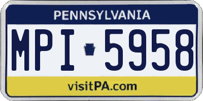 PA license plate MPI5958
