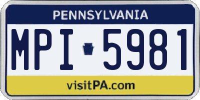 PA license plate MPI5981