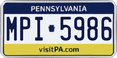 PA license plate MPI5986