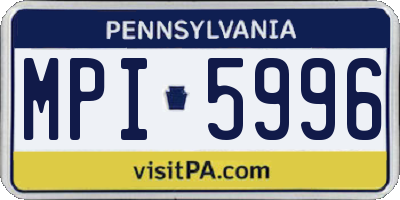 PA license plate MPI5996