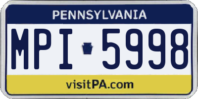 PA license plate MPI5998