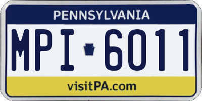 PA license plate MPI6011