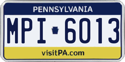 PA license plate MPI6013