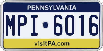 PA license plate MPI6016