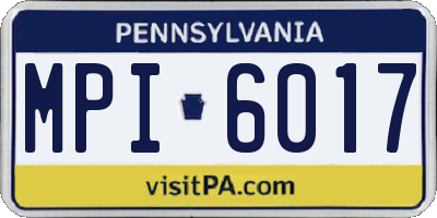 PA license plate MPI6017