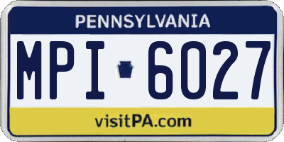 PA license plate MPI6027