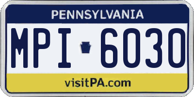 PA license plate MPI6030