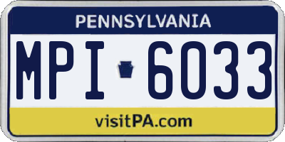 PA license plate MPI6033